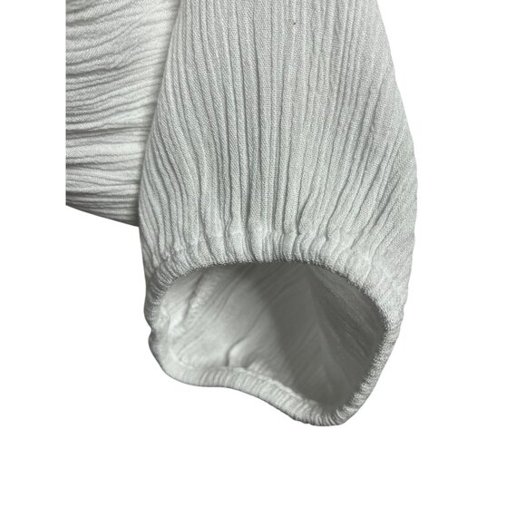 C Est 1946 White Crochet Yoke Ruffle Long Sleeve Blouse XL Minimalist Lt Weight - Picture 10 of 16